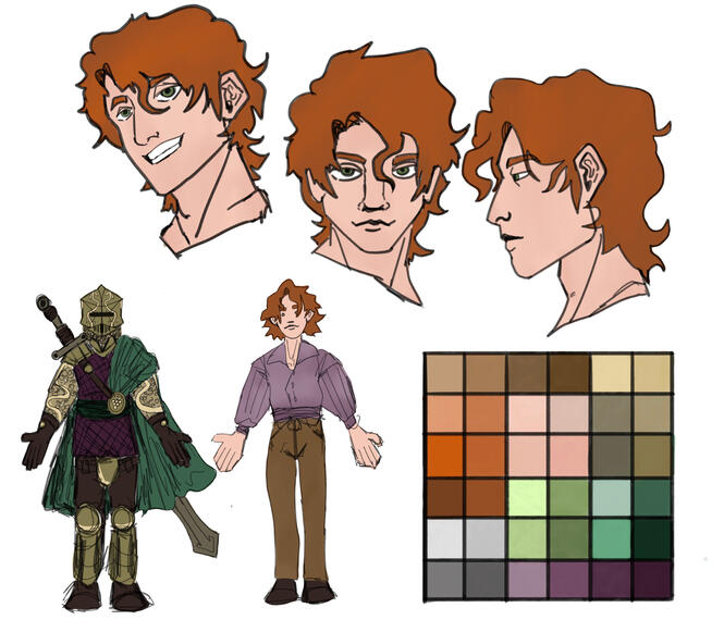 Personal art - reference sheet of Original Character “Merlin”